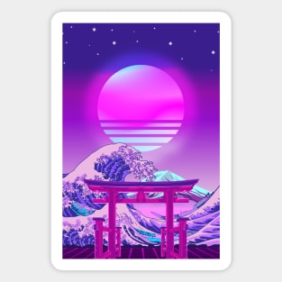 Great Wave off Kanagawa Torii Gate Synthwave Magnet